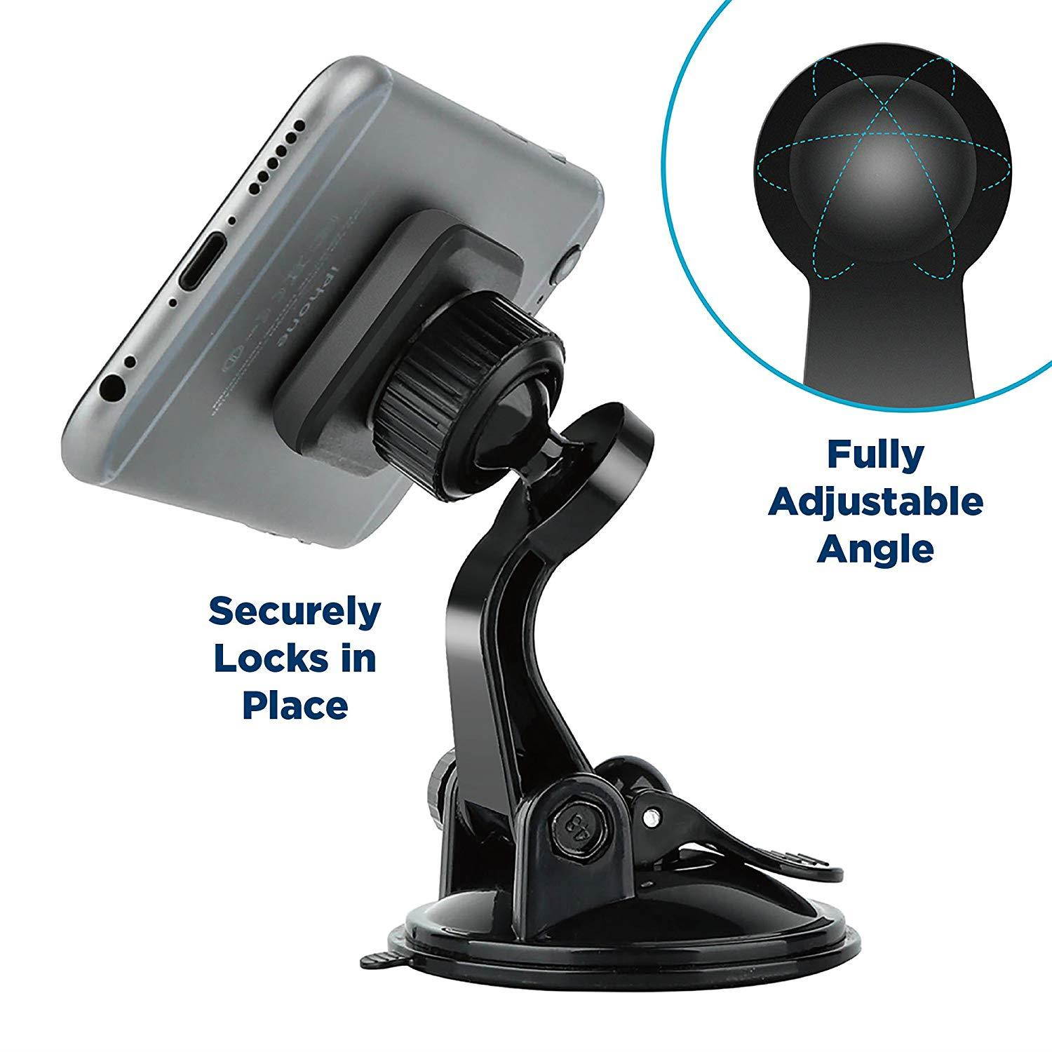 Tech Armor Universal Magnetic Car Mount, Windshield Suction Cup, for iPhone, Galaxy, Google, LG and more - Black