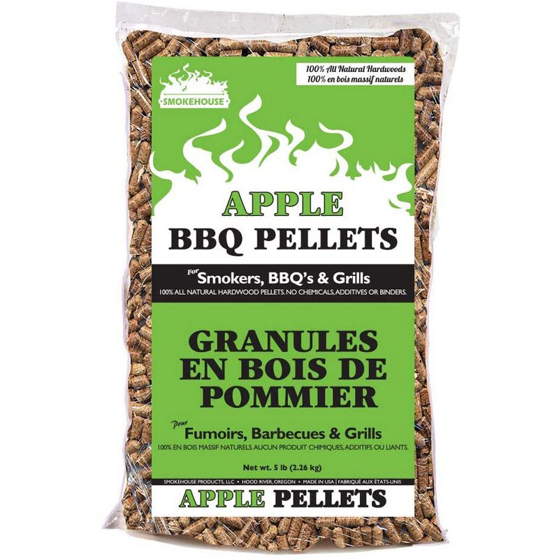 Smokehouse 9796-000-1000 Apple Wood BBQ Smoker & Grill Smoking 100 Percent Natural Hardwood Wood Pellets, 5 Pound Bag (2 Pack)