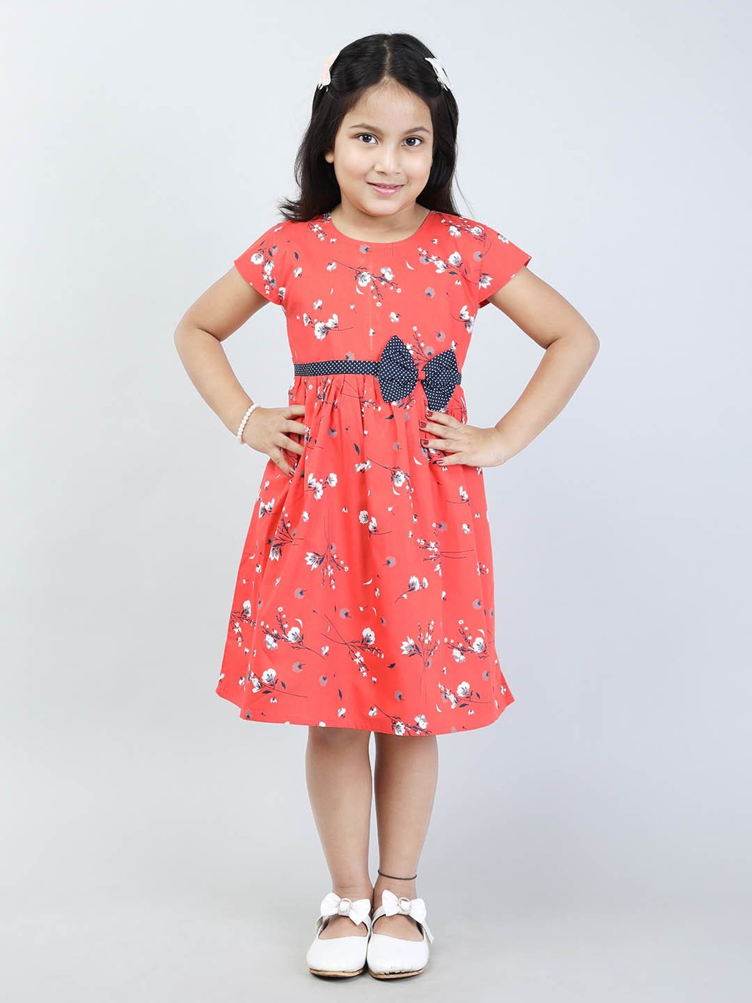 Todd N Teen Kids Coral Floral Print Frock