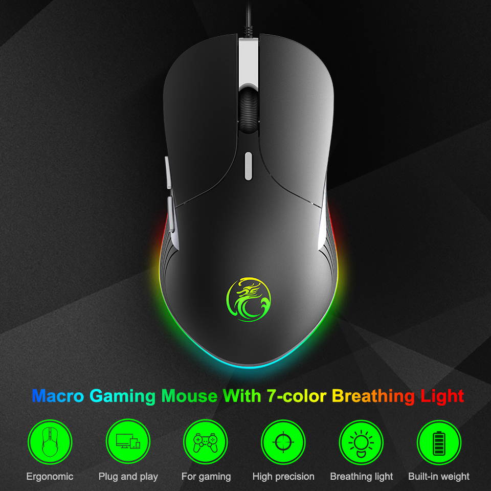 Gaming Mouse Gamer Computer Mouse Wired Ergonomic Mause with Cable 6400DPI Led Game Mice RGB USB Optical PC Mouse with Backlight