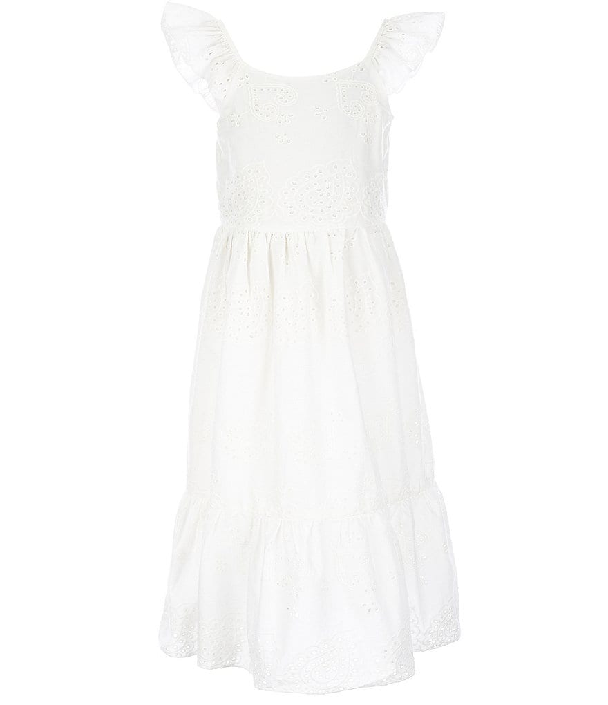 Zunie Big Girls 7-16 Eyelet Tiered Midi Dress