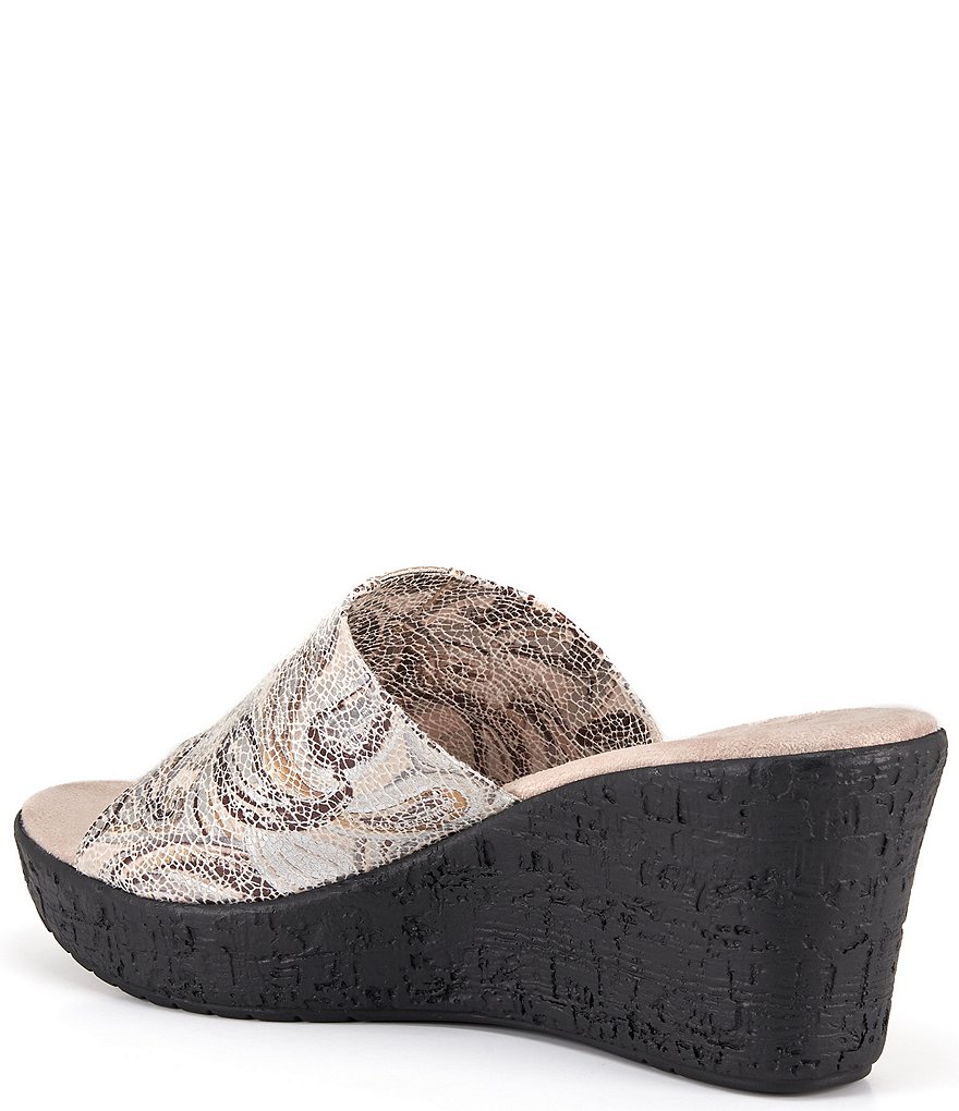 Onex Danica Metallic Print Elastic Stretch Pave Crystal Wedge Slides