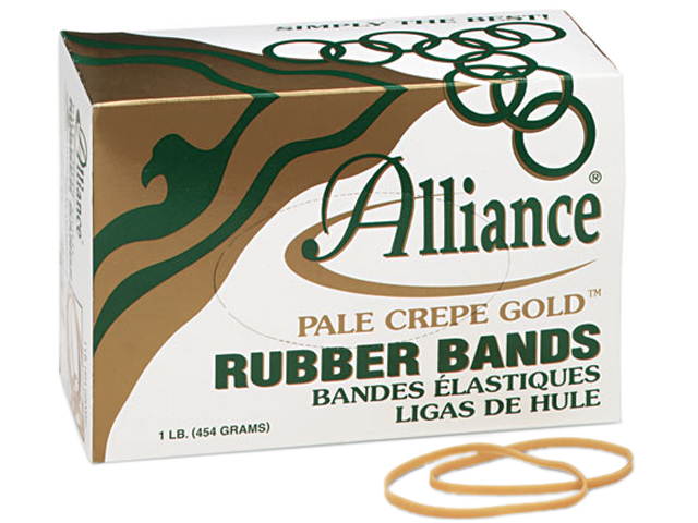 Alliance 20335 Pale Crepe Gold Rubber Bands, Size 33, 3-1/2 x 1/8, 1lb Box