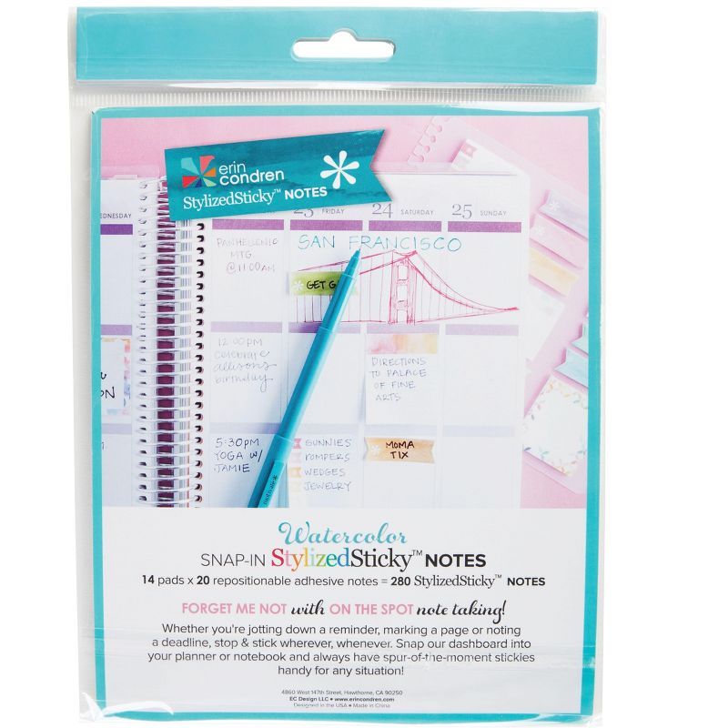 Erin Condren Snap-in StylizedSticky Watercolor ACC