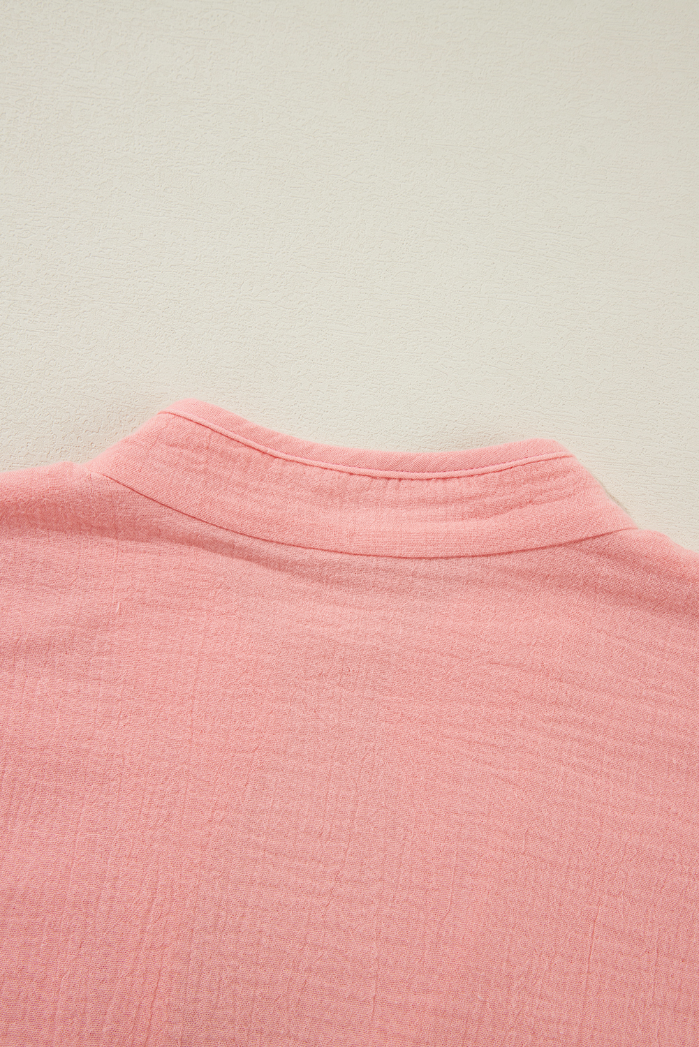 Flamingo Plus Size Solid Color Chest Pockets Crinkle Shacket