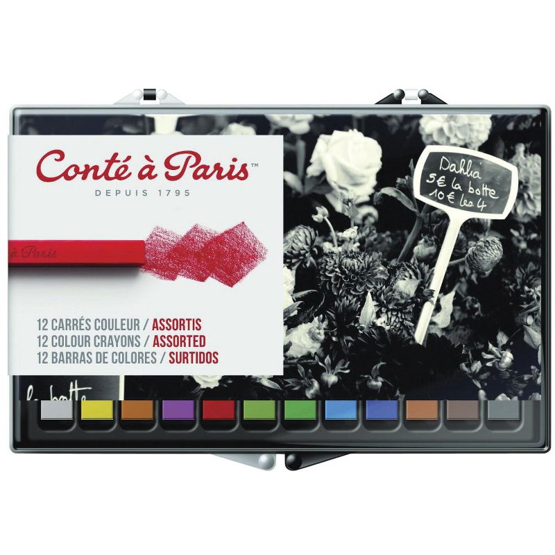 Conte Non-Toxic Crayon, 1/4 X 1/4 X 2-1/2 in, Assorted Color, set of 12