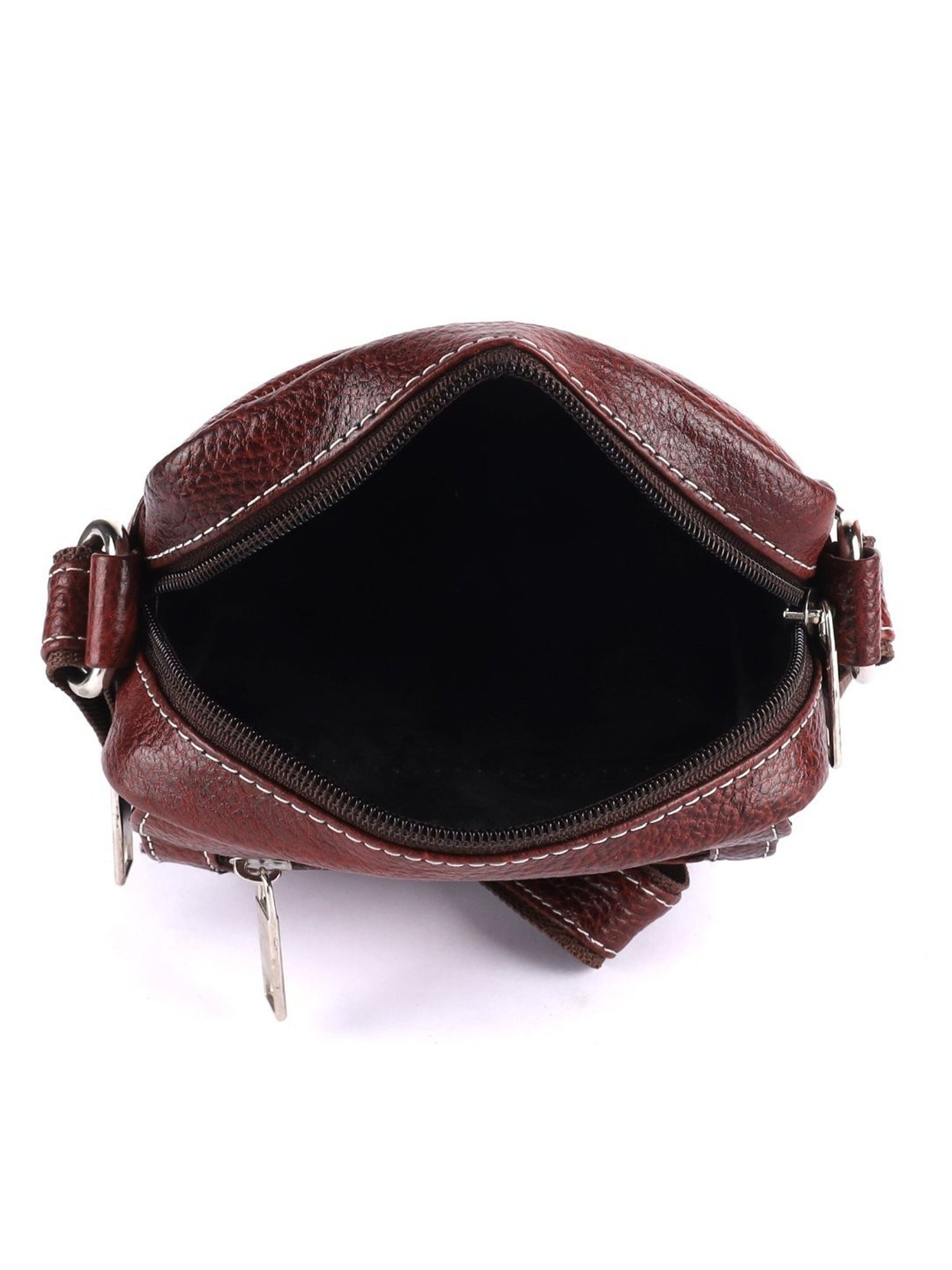 HiLEDER Brown Textured Small Leather 7 inch Cross Body Bag