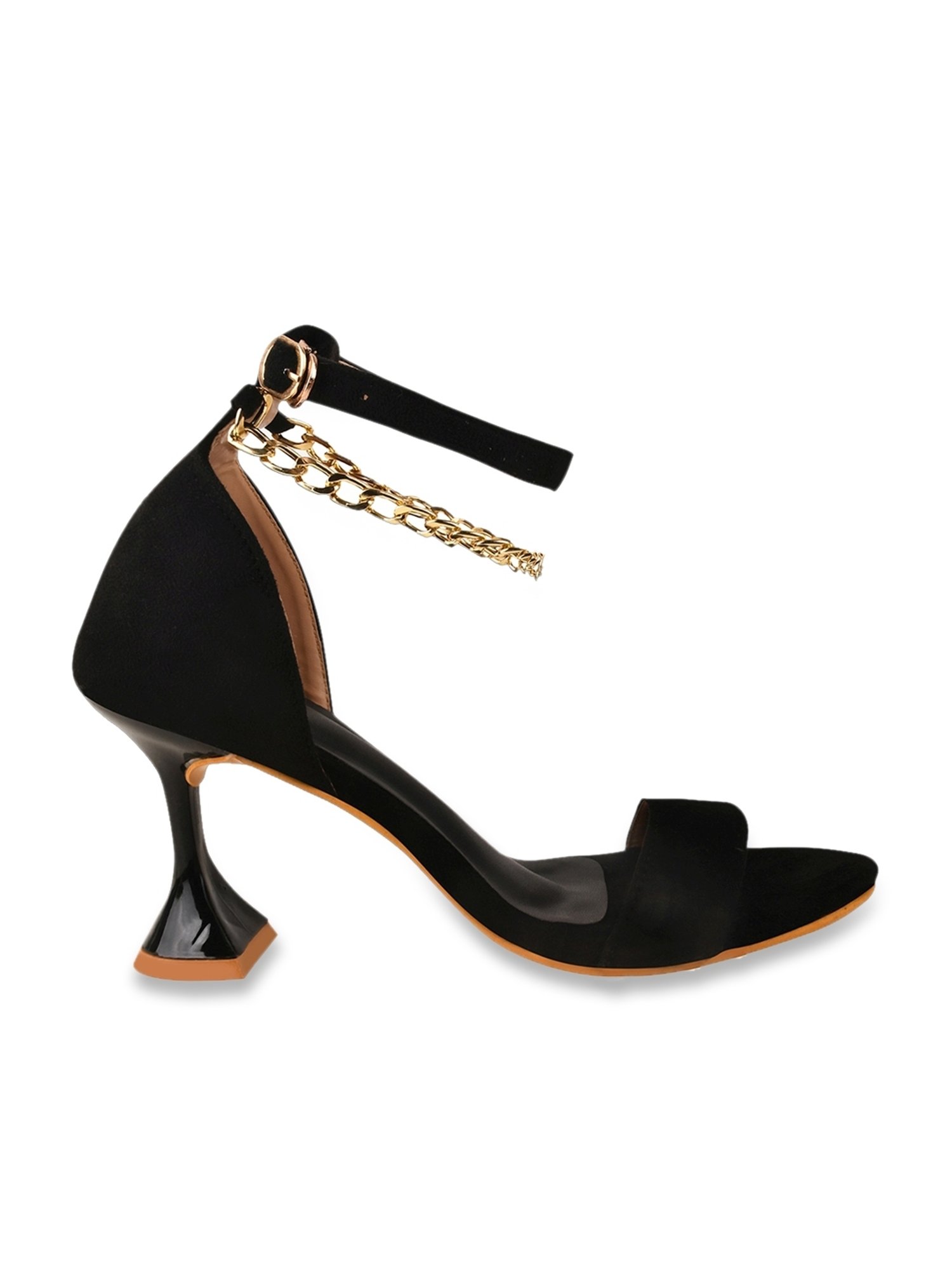 The White Pole Women's Black Ankle Strap Sandals
