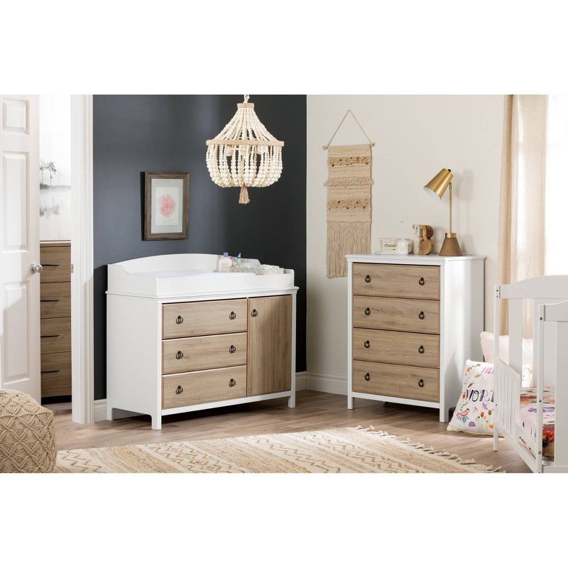 Cotton Candy 4-Drawer Chest Pure White and Rustic Oak  - South Shore