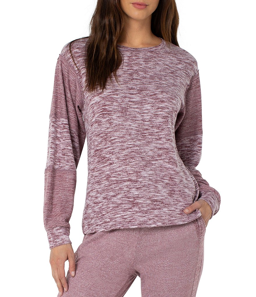 Liverpool Los Angeles Long Sleeve Crew Neck Slub Jersey Knit Pullover