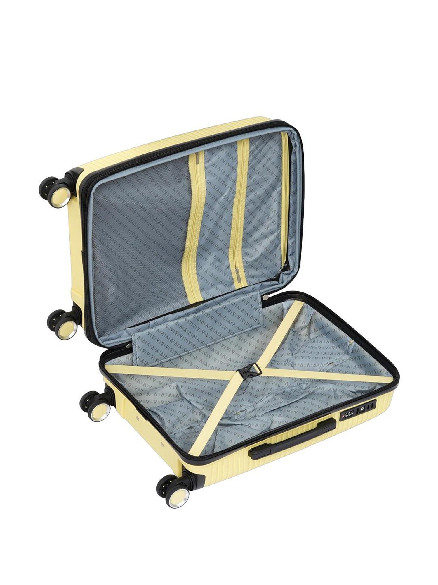 The Vertical Stellar Yellow Wheels 8 Medium Hard Cabin Trolley Bag