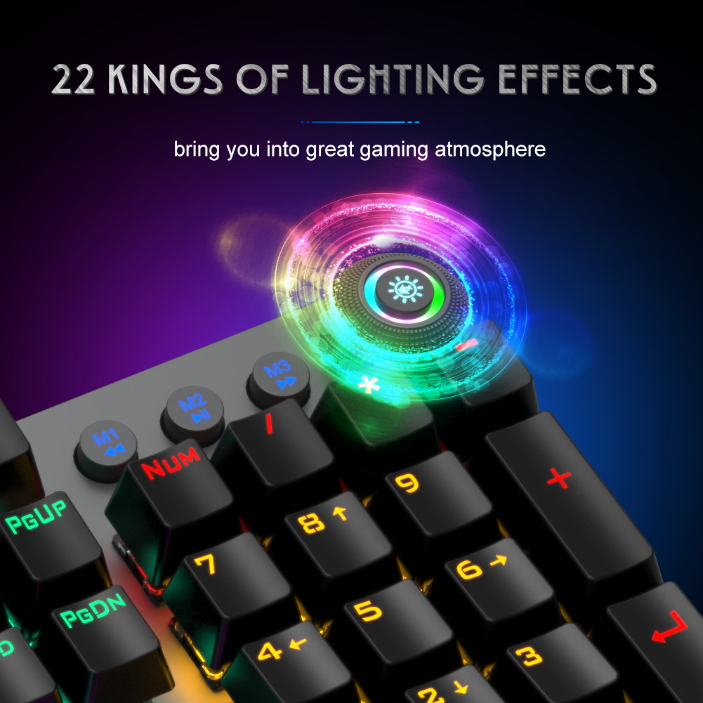 AULA Gaming Mechanical Keyboard Retro Square Glowing Keycaps Backlit USB Wired 104 Anti-ghosting Gaming Keyboard for PC laptop