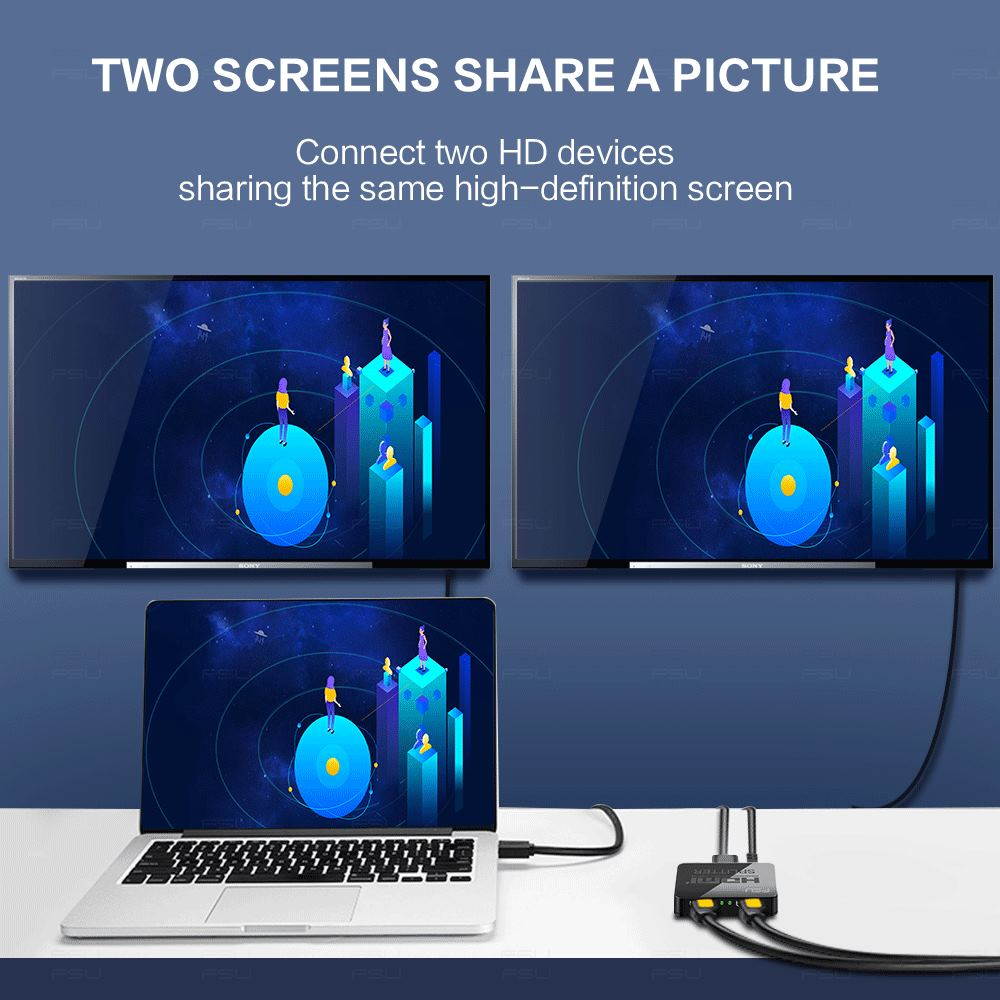 HDMI Splitter 1 in 2 Out -Wanmingtek 4k HDMI Splitter 1 x 2 for Dual Duplicate Monitors Support 3D 4K@30HZ Full HD 1080P for Xbox PS4 Blu-Ray Player HDTV