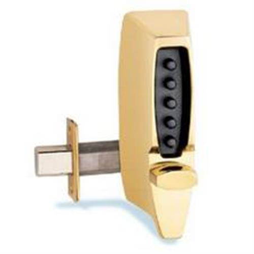 Simplex 7108-03 Bright Brass Mechanical Pushbutton Combination Lock With Tubular Deadbolt And 2-3/8" Backset (NO KEY)