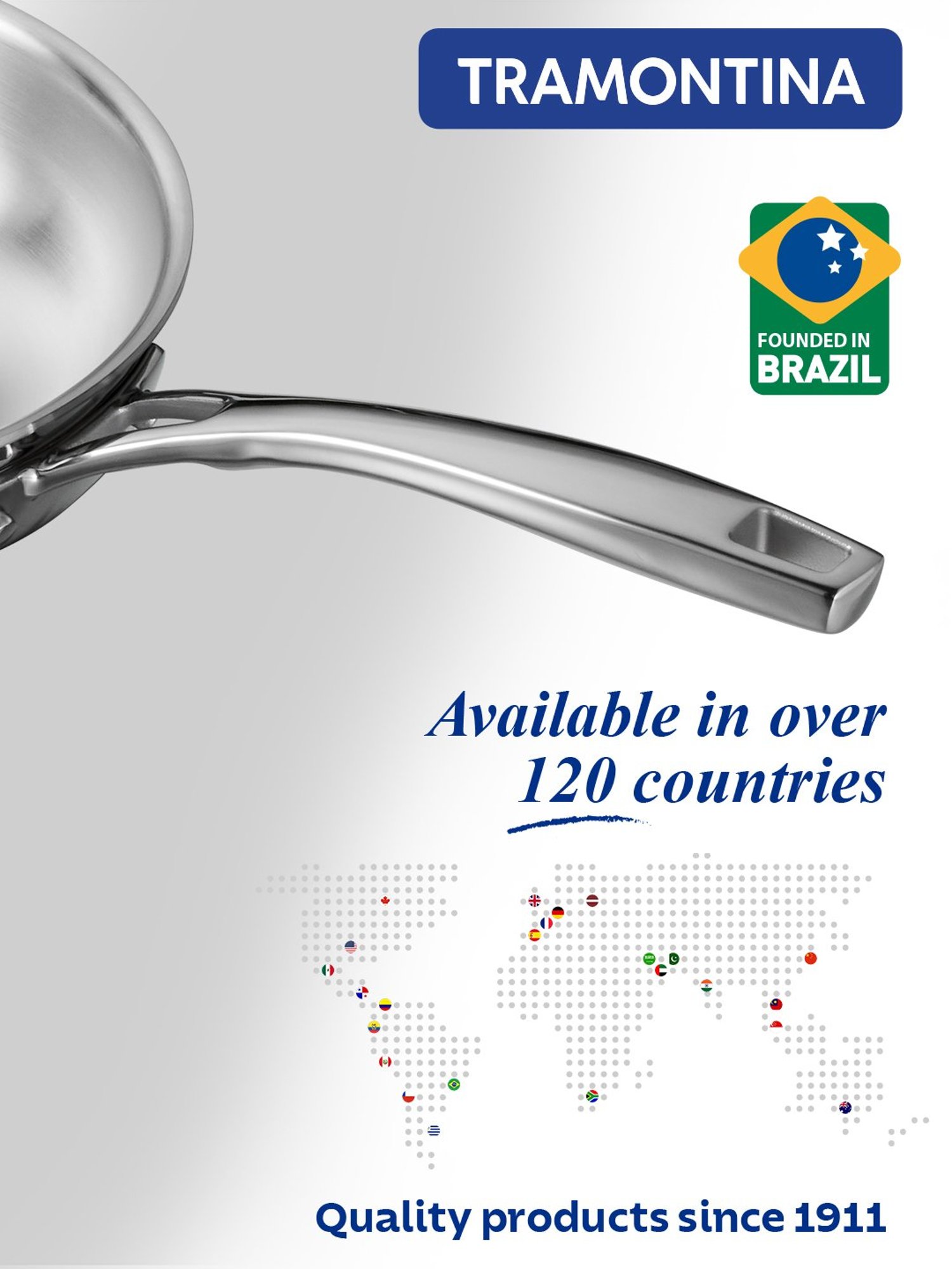 Tramontina Aeion Triply Non-Toxic Stainless Steel Fry Pan with lid 26cm NSF Certified