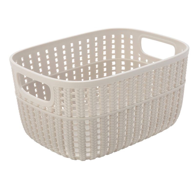 Simplify Small 2 Tone Decorative Storage Basket Ivory
