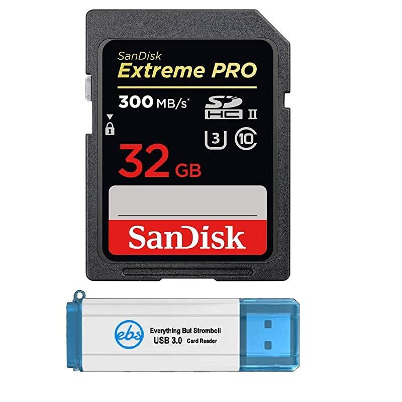 32GB SDHC SD Extreme Pro UHSII Memory Card Works with Olympus OMD EM10 Mark III EM1X EM5 II Camera SDSDXPK032GANCIN Bundle with 1 Everything But Stromboli 30 Card Reader