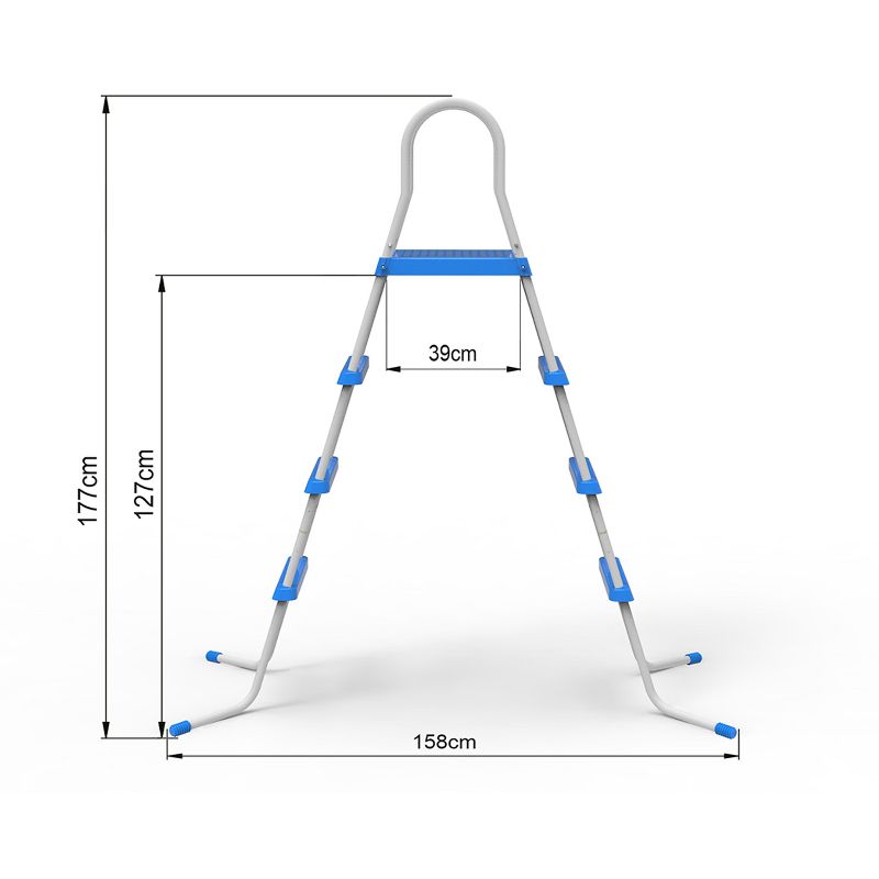JLeisure 48 Inch 3 Step with Platform A Frame Deck Heavy Duty Metal Steel Frame Outdoor Backyard Above Ground Swimming Pool Ladder (2 Pack)