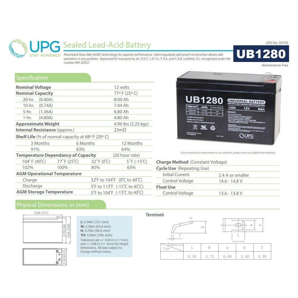 4 PACK UPG 12V 8AH SLA Battery Replacement for Hobie Fish Finder .
