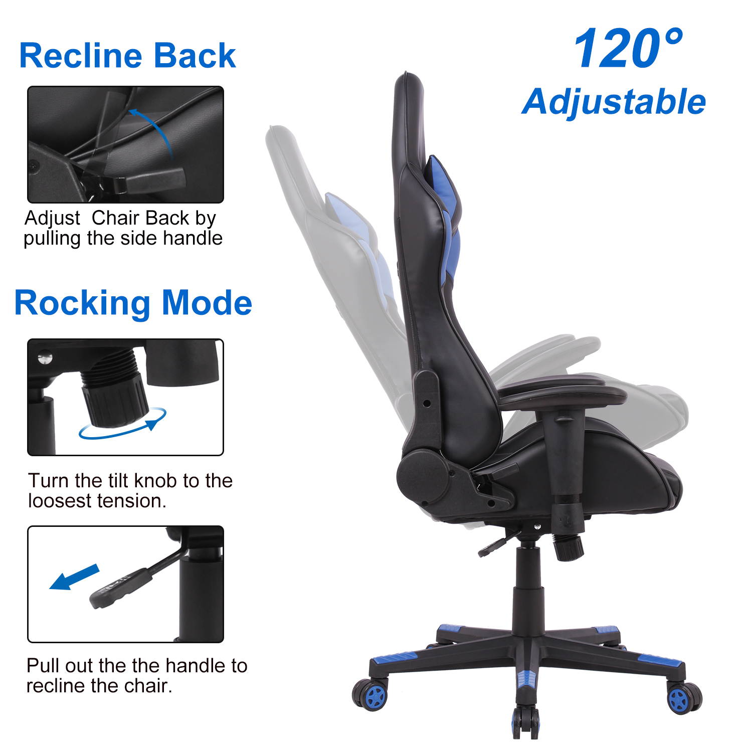 Gaming Chair Racing Video Game Chairs High Back Ergonomic Office Computer Desk Chair with Headrest