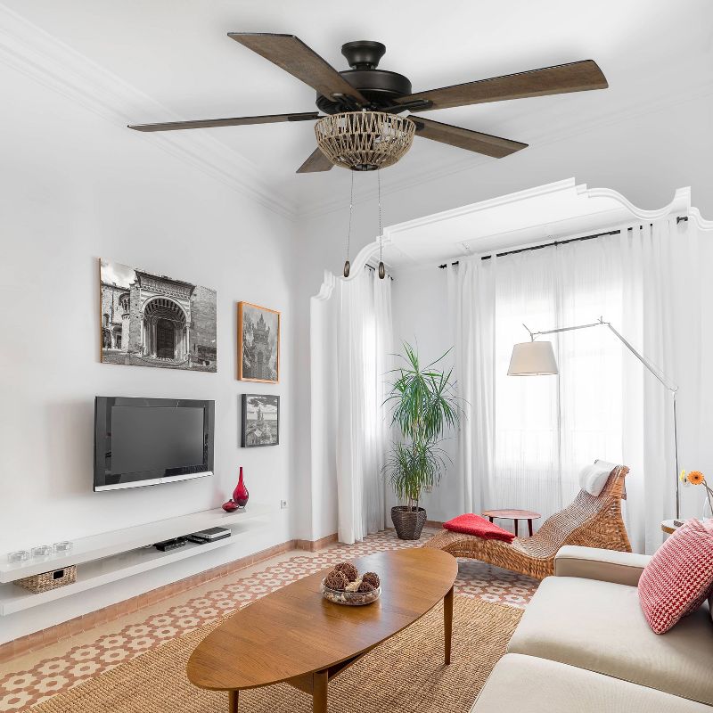 52" 5-Blade LED Woven Rope Lighted Ceiling Fan - River of Goods