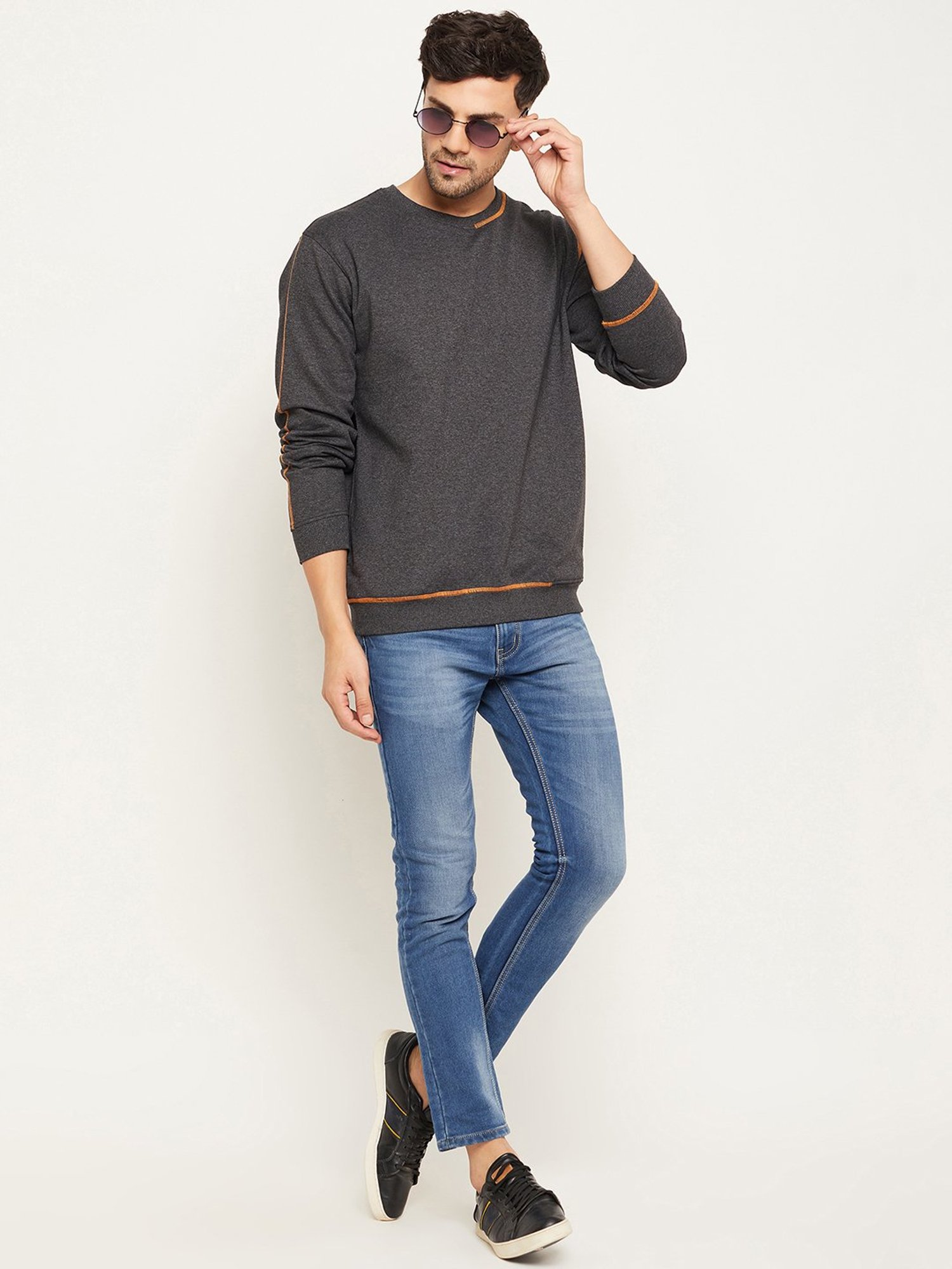 Forca Black Regular Fit Printed Sweatshirt