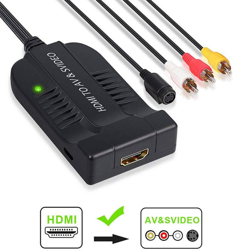 MagiDeal AV CVBS to HDMI Converter Male Composite Female RCA S-Video to HDMI Adapter Support 1080P for TV VHS VCR DVD