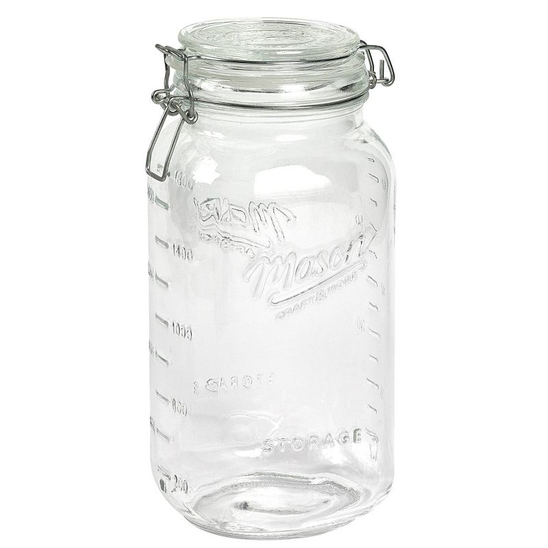 Grant Howard 51091 102 Ounce Classic Wide Mouthed Embossed Glass Mason Storage Jar Storage Container with Airtight Screw On Closing Lid