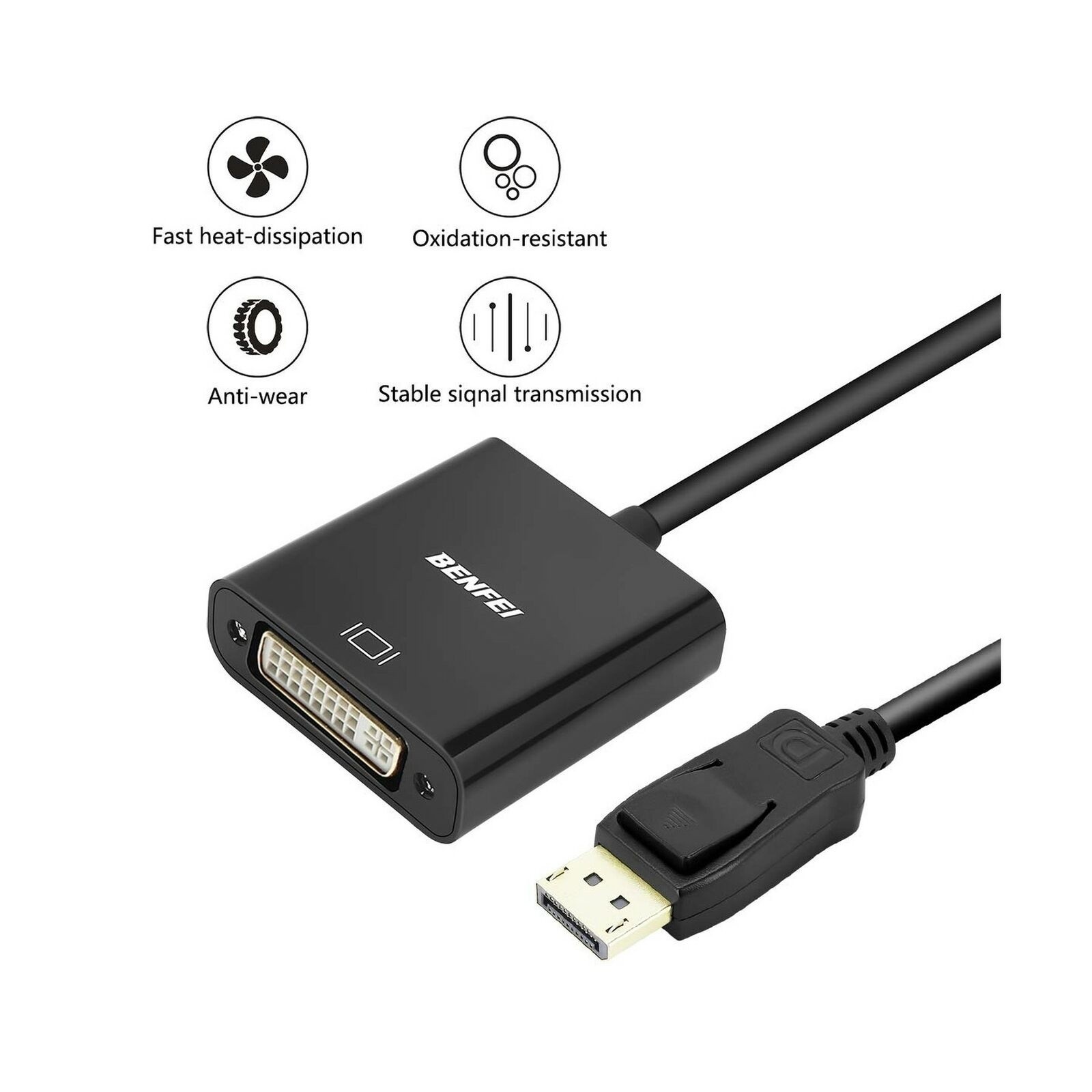 DisplayPort to DVI DVI-D Single Link Adapter, Benfei Display Port to DVI Conv...