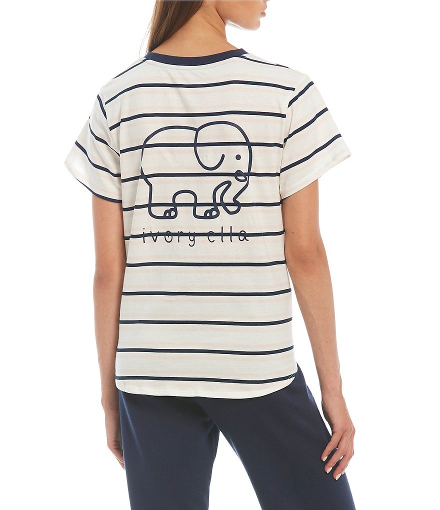 Ivory Ella Short-Sleeve Striped Tie-Front Tee