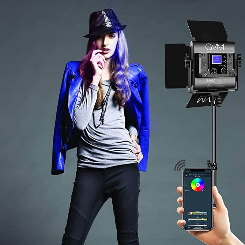 RGB LED Video Light Photography Lighting with APP Control Video Lighting Kit for YouTube Studio 2 Packs Led Panel Light 3200K5600K 8 Kinds of The Scene Lights CRI 97