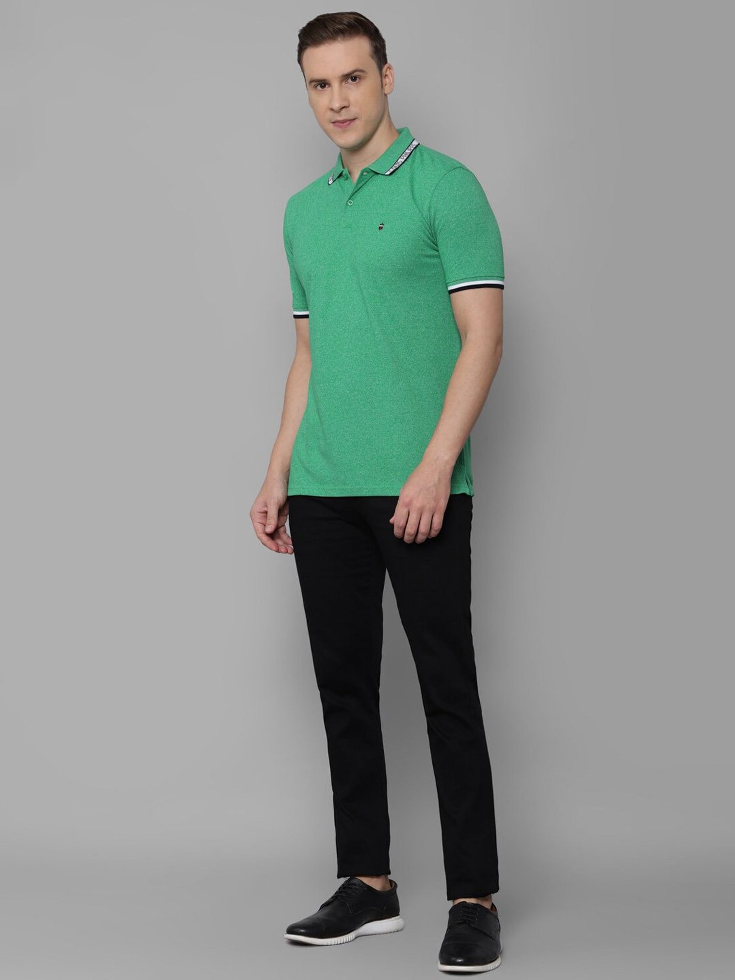 Louis Philippe Sport Light Green Cotton Slim Fit Polo T-Shirt