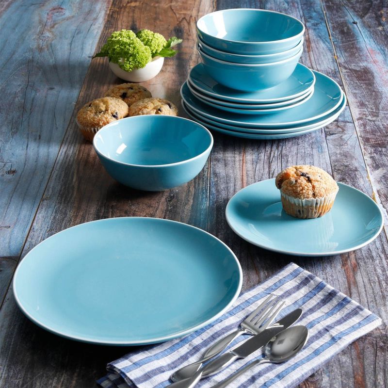 Gibson Home Pandora 12 Piece Ceramic Dinnerware Set in Blue