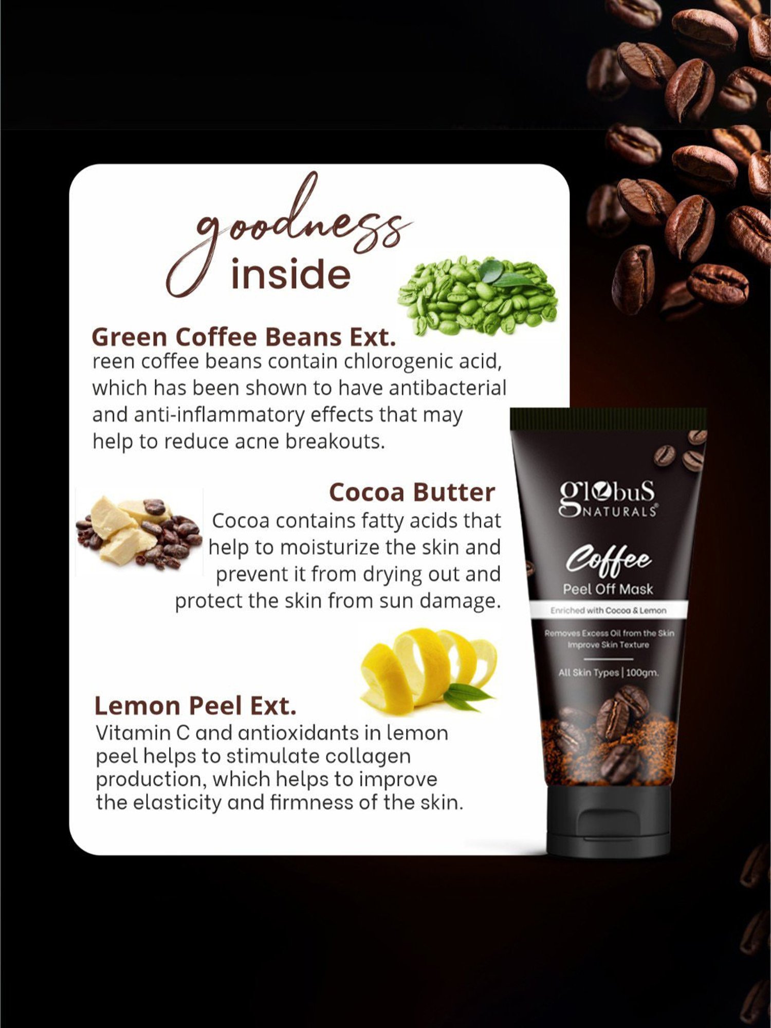 Globus Naturals Coffee Peel Off Mask - Pack of 2