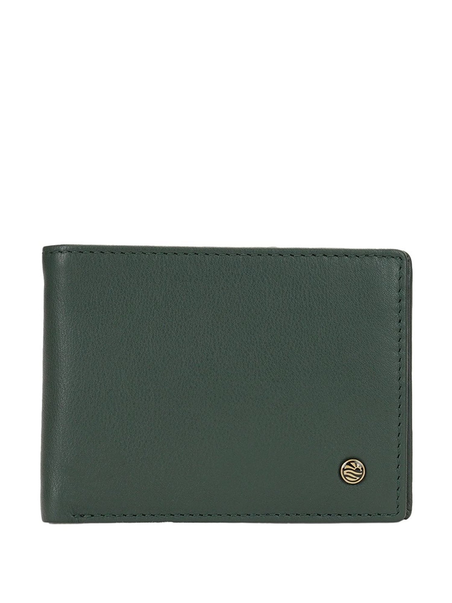 PERQUISITE Green Casual Leather Bi-Fold Wallet for men