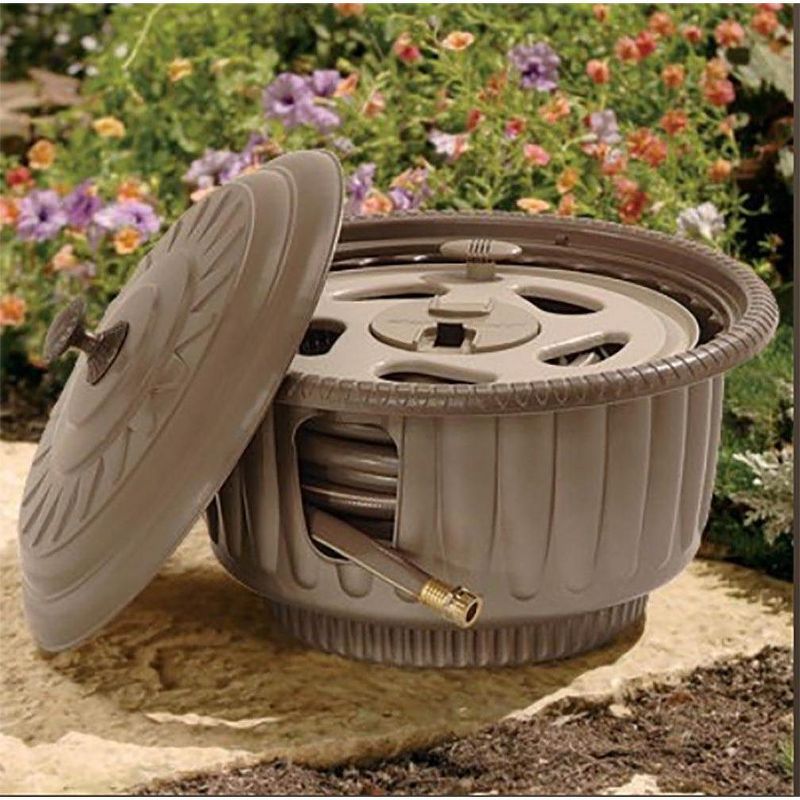 Suncast 50-Foot Water Hose Reel Hideaway Storage Garden Planter HRP60 (2 Pack)