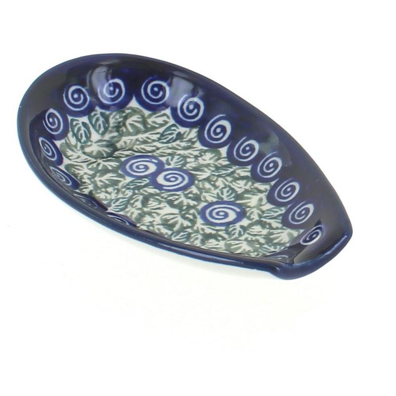 Blue Rose Polish Pottery Seaside Swirl Small Spoon Rest