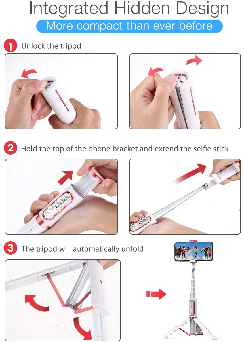 Selfie Stick Tripod, Mlay Extendable 3 in 1 Aluminum Bluetooth Selfie Stick with Wireless Remote and Tripod Stand 360&deg; Rotation for iPhone 12/11/11 Pro/XS Max/XS/XR/X/8/7, Samsung and Smartphone