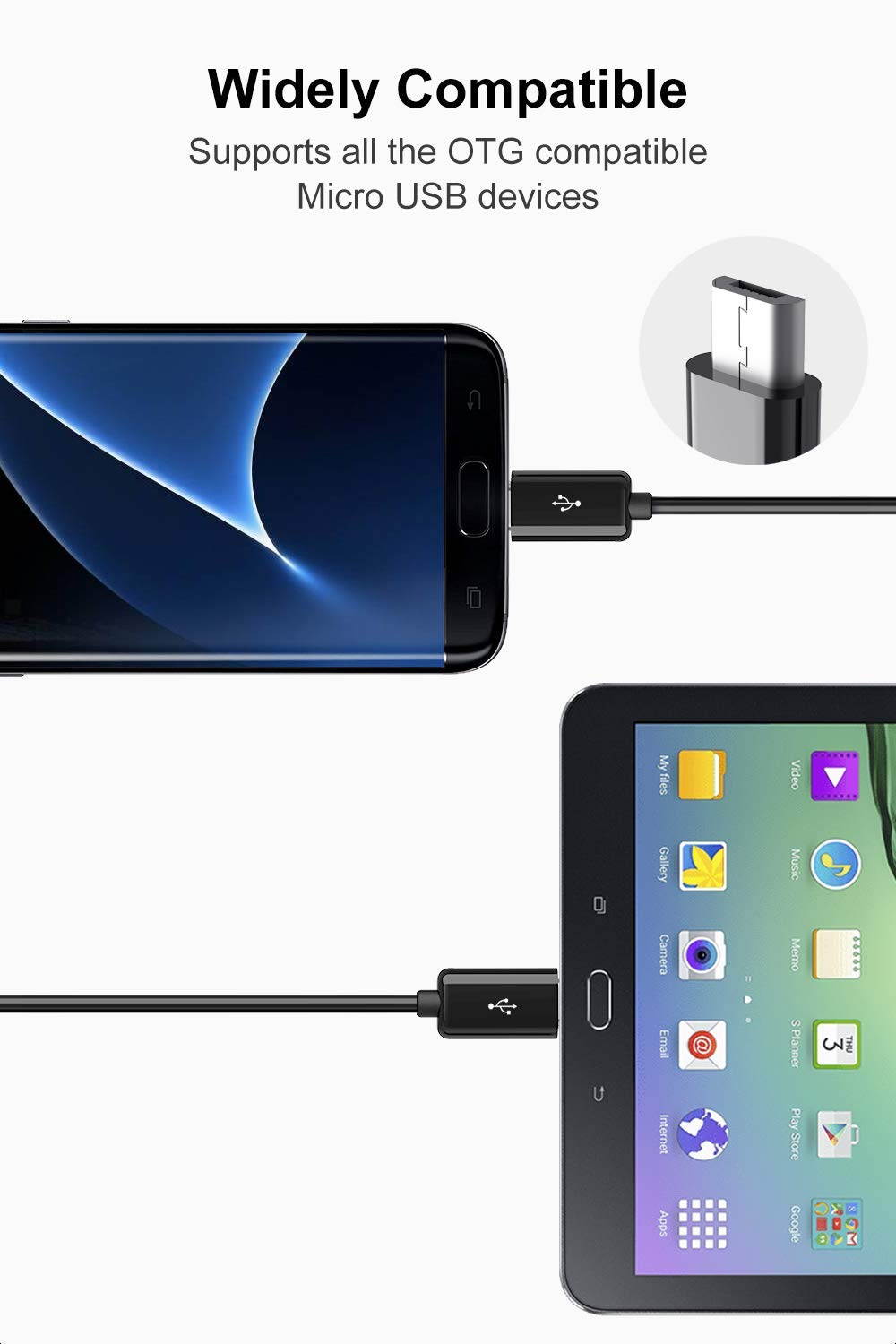 Inateck Card Reader Adapter, USB OTG Adapter with SD/TF/MS/M2 Card Slot and 3 USB 2.0 Ports, (No Power Adapter), Black, HB3001G