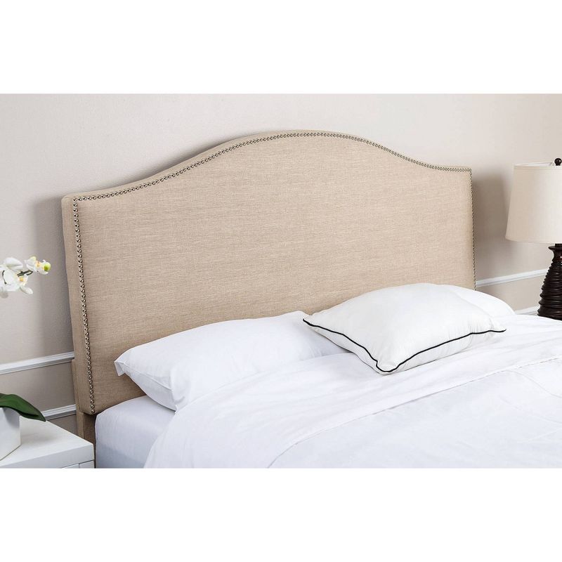 Sophia Nailhead-trim Linen Headboard - Wheat (King/California King) - Abbyson Living