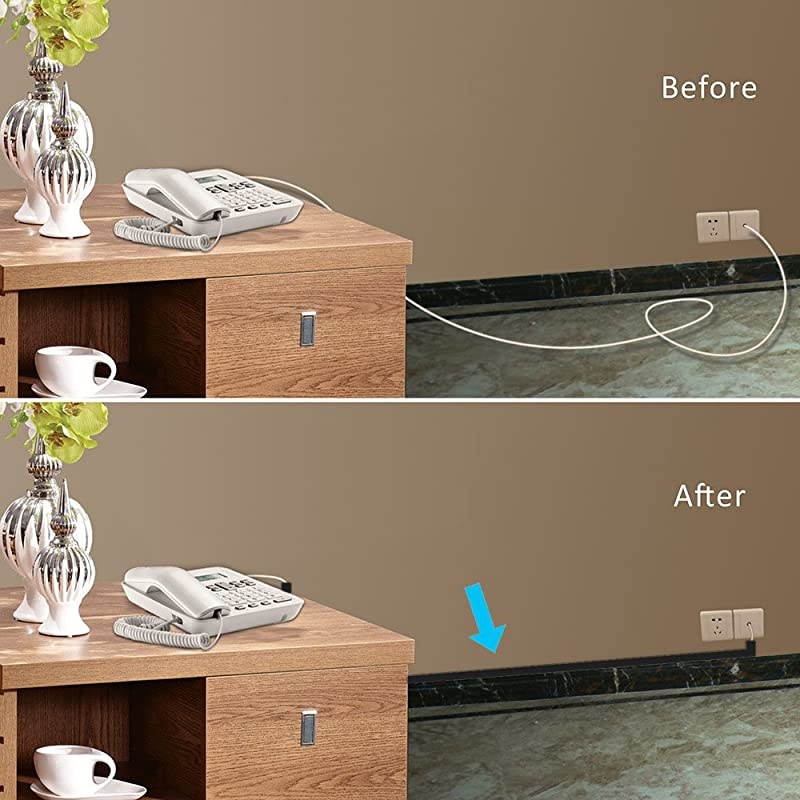 Channel Cable Concealer CMC03 Cord Cover Wall Cable Management System 125quot Cable Hider Raceway Kit for a Power Cord Ethernet Cable Speaker Wire 8X L157in W059in H039in Black