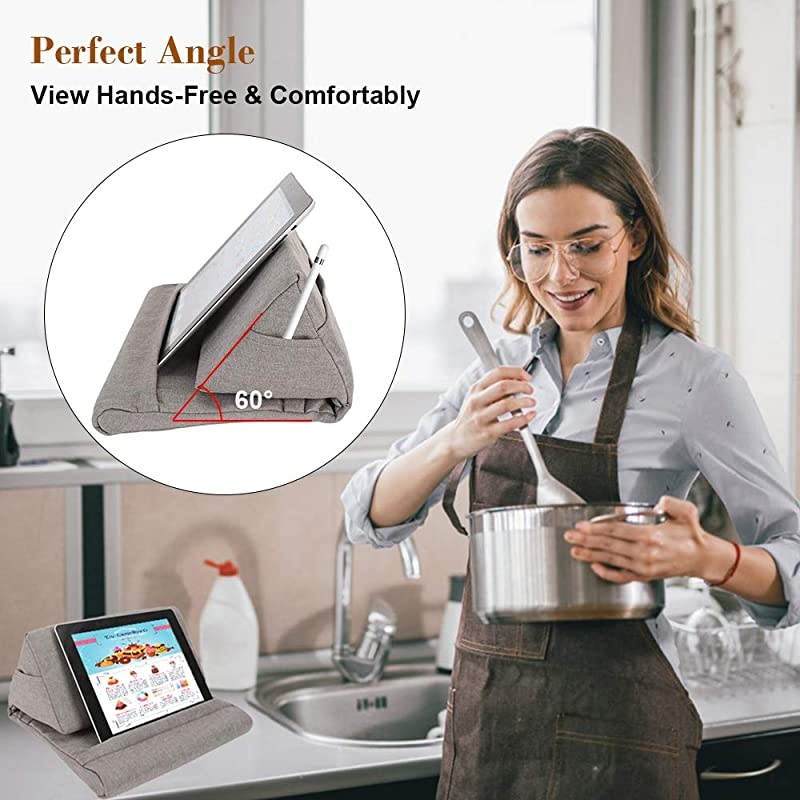Pillow Stand Tablet Pillow Holder Soft Pillow Lap Stand for Tablet eReaders Mobile Phone Magazines Books Grey