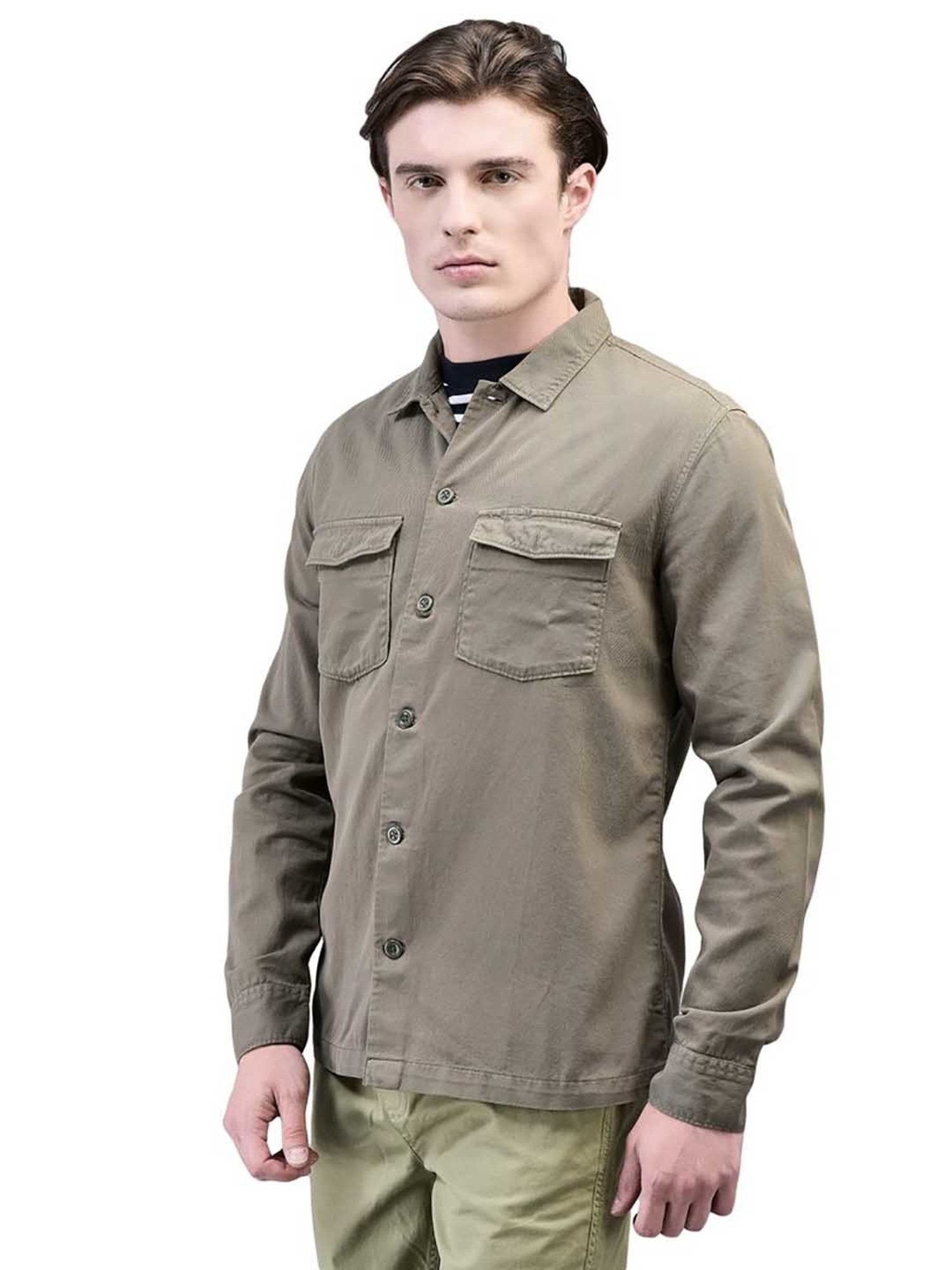 Woodland Olive Regular Fit Cotton Shirt