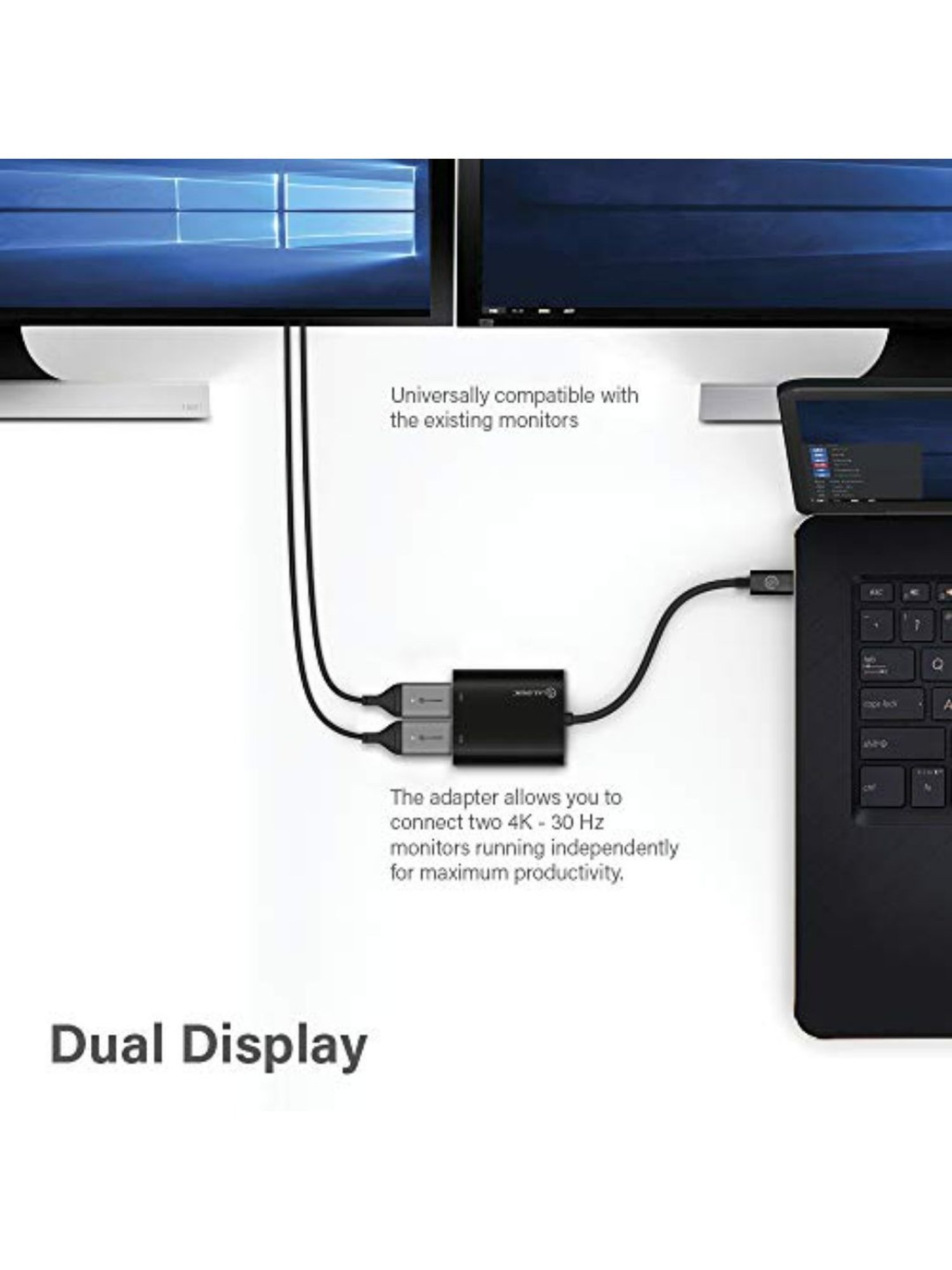 Alogic USB-C to Dual HDMI 2.0 Adapter (Black)