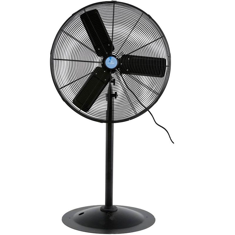 iLiving 30 Inch Commercial 3 Blade Aluminum Pedestal Electric Floor Fan, Black