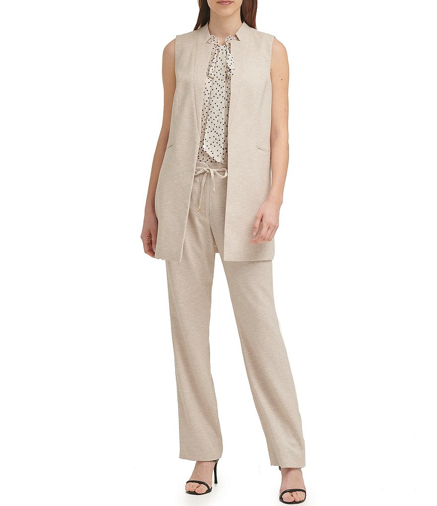 Eva Varro Solid Knit Jersey Notch Lapel Collar Two-Button Jacket