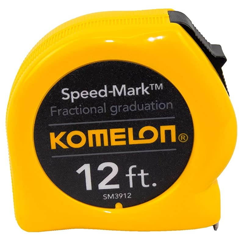 SM3912 Speed Mark Acrylic Coated Steel Blade Tape Measure 12-Inch by 5/8-Inch, Yellow Case