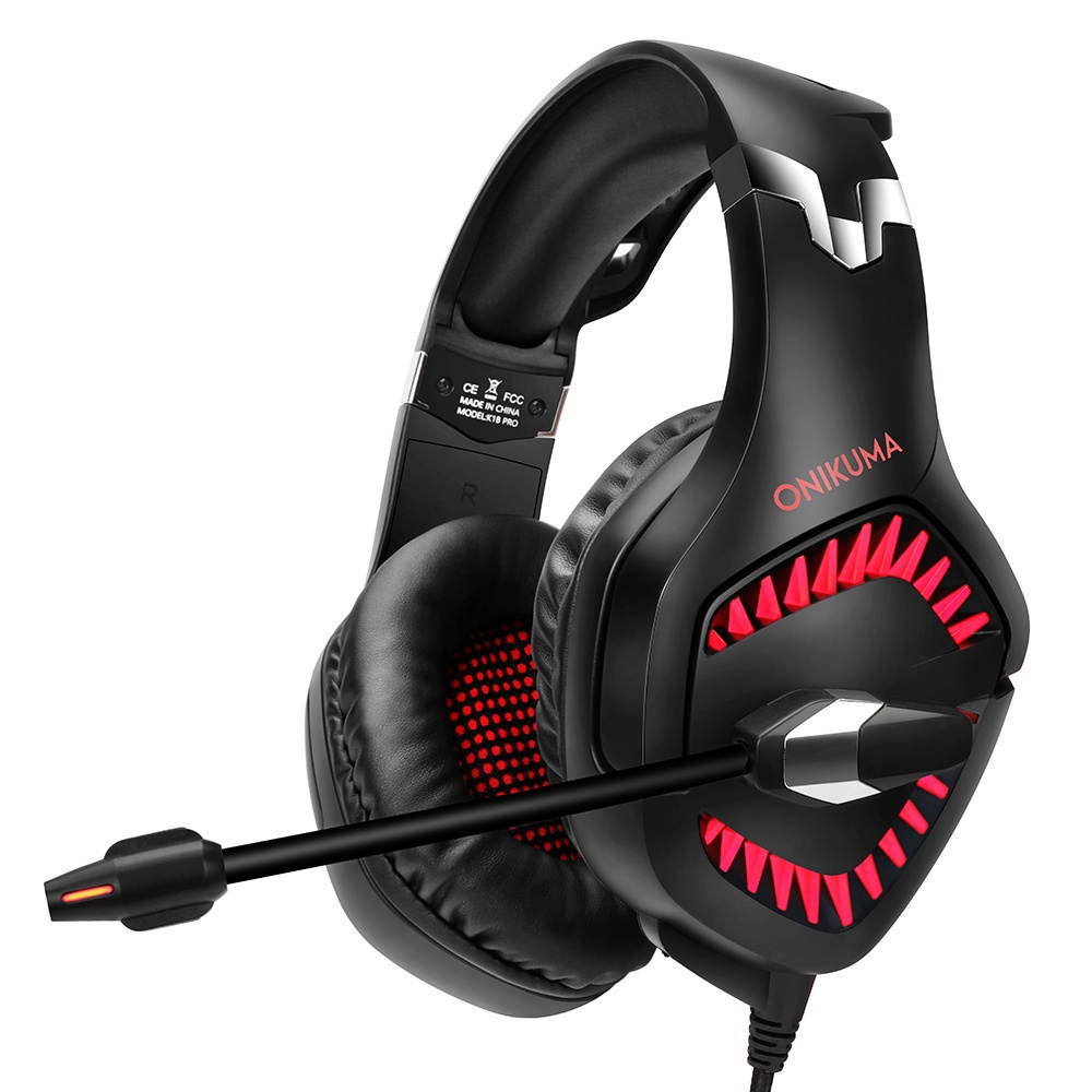ONIKUMA K1B PRO Wired Gaming Headset with 50mm Driver Unit 3D Surround Stereo Sound Noise Reduction Mic USB+3.5mm Ports Red