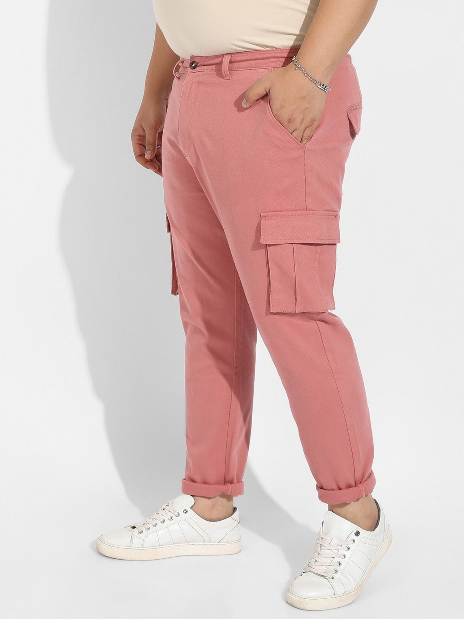 Instafab Plus Pink Regular fit Plus Size Cargos