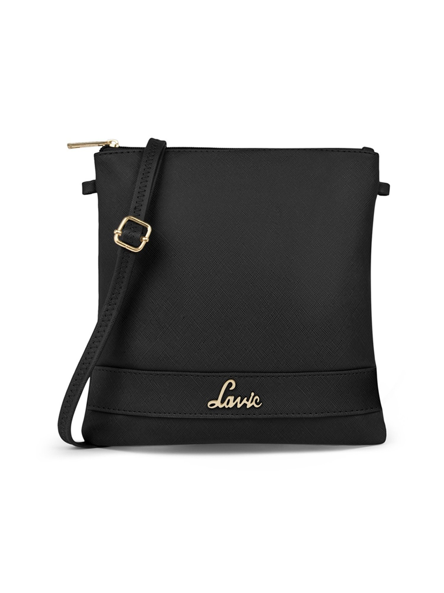 Lavie Quick Access Black Polyester Solid Sling Handbag
